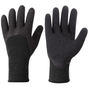 Black Napped Acrylic Terry Linr, Black Rough Latex Open back coated Gloves