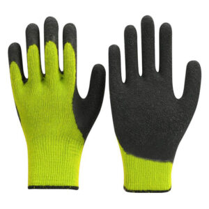 Hi-vi Yellow Napped Acrylic Terry Linr, Black Rough Latex Palm & fully thumb coated Gloves
