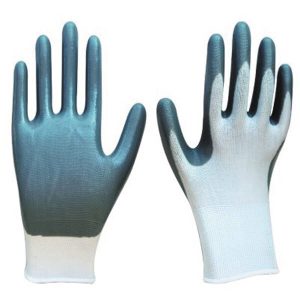 13g White Polyester with Grey Nitrile Palm Coated Gloves
