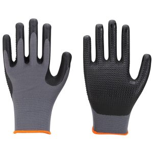 15g Spandex & Nylon liner, Microfoam Bi-polymer Nitrile Coated Gloves with Nitrile Dotted.
