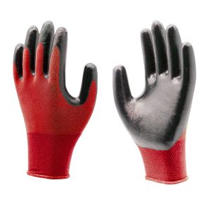 Red Smooth Nitrile Palm Coated, Polyester or Nylon liner
